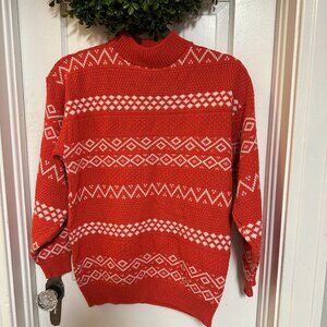 American Pride Vintage Orange Sweater w/ Cream Design-Medium